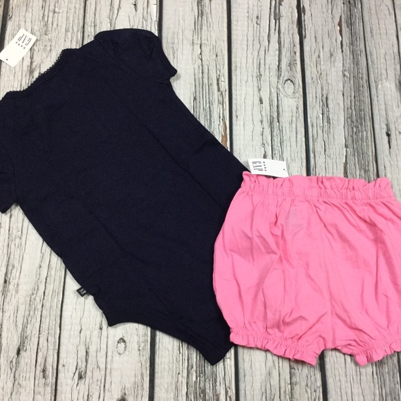 Gap Girls 0 3 6 12 18 Months Rainbow & Pink Shorts Outfit. NWT - Picture 4 of 5